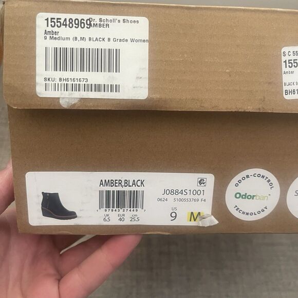 DR. SCHOLL’S Amber Wedge Ankle Bootie Size 9 Black NEW Casual Comfort Career - Picture 10 of 10